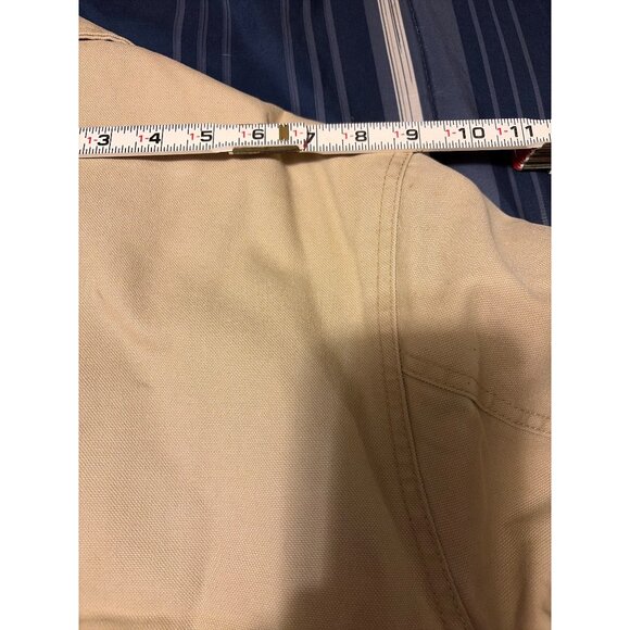 VTG Timberland Mens XXL Beige Canvas Barn Coat Red Plaid Flannel Lining Full Zip - Picture 11 of 12